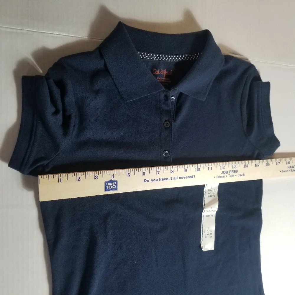 NWOT CAT & JACK SCHOOL UNIFORMS NAVY POLO SHIRT SIZE LARGE 10/12